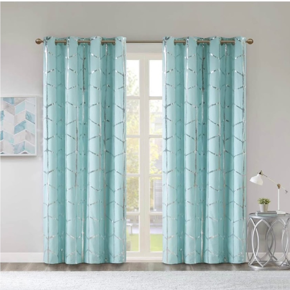 Elegant Blue Patterned Curtains
